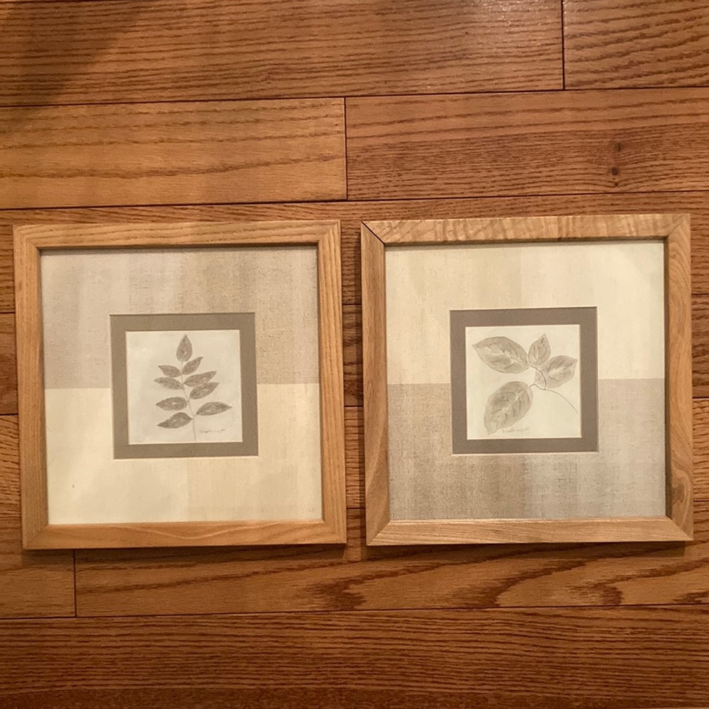Set of 2 framed Marguerite Gonot leaf prints